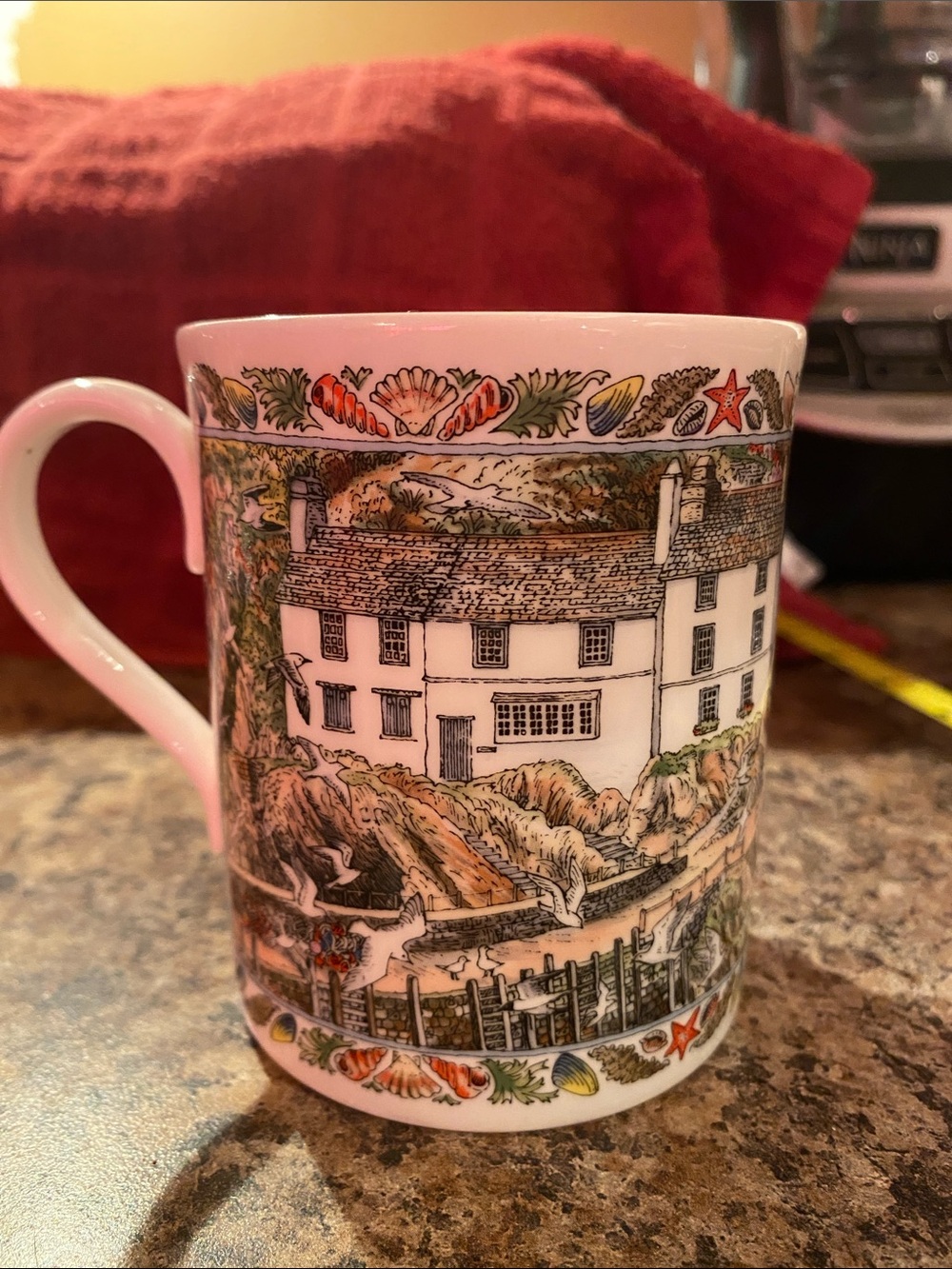 Vintage 1993 Royal Worcester mug made in England “Cornwall” Country Villages